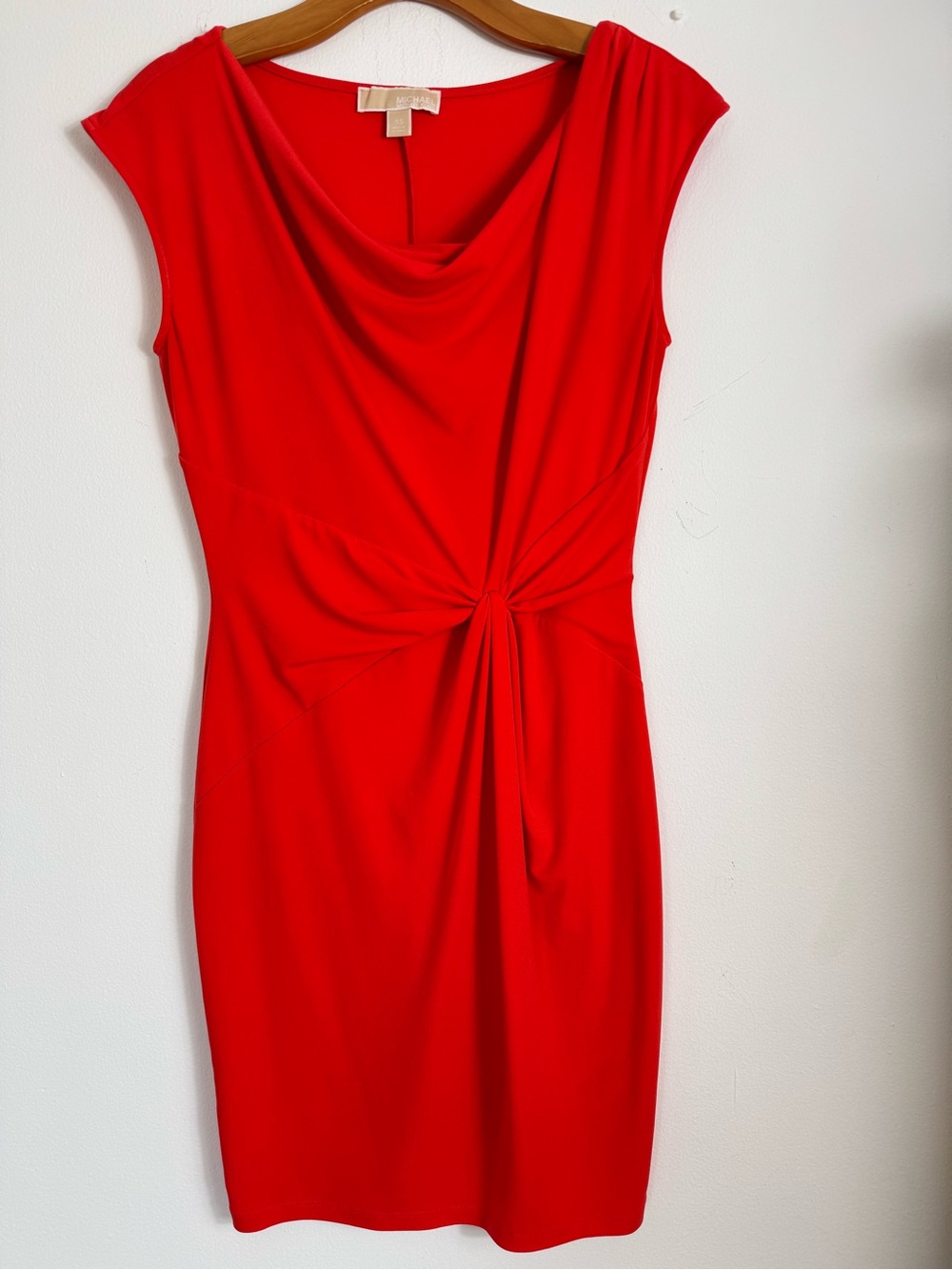 Michael Kors Red Knot-Front Cap-Sleeve Sheath Dress